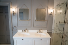 A traditional bathroom refurbishment with double basins