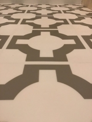 Patterned bathroom flooring fitted as a complete bathroom refurbishment by Thomson Properties, Surrey and Sussex