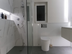 Illuminated bathroom niche, complete bathroom refurbishment, fitted by Thomson Properties