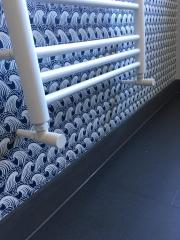 Wave pattern bathroom wall tiles, bathroom refurbishment, Surrey and Sussex, Thomson Properties