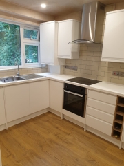 New kitchen installation, metro tile splashback, Thomson Properties, Surrey and Sussex
