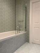 Hexagonal grey bathroom wall and floor tiles, bathroom fitter Surrey and Sussex, Thomson Properties