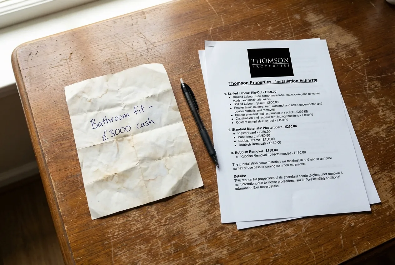 A vague, one-line quote (left) is a major red flag that leaves you exposed to hidden extras. A professional quote (right) is detailed, transparent, and itemises exactly what is included.