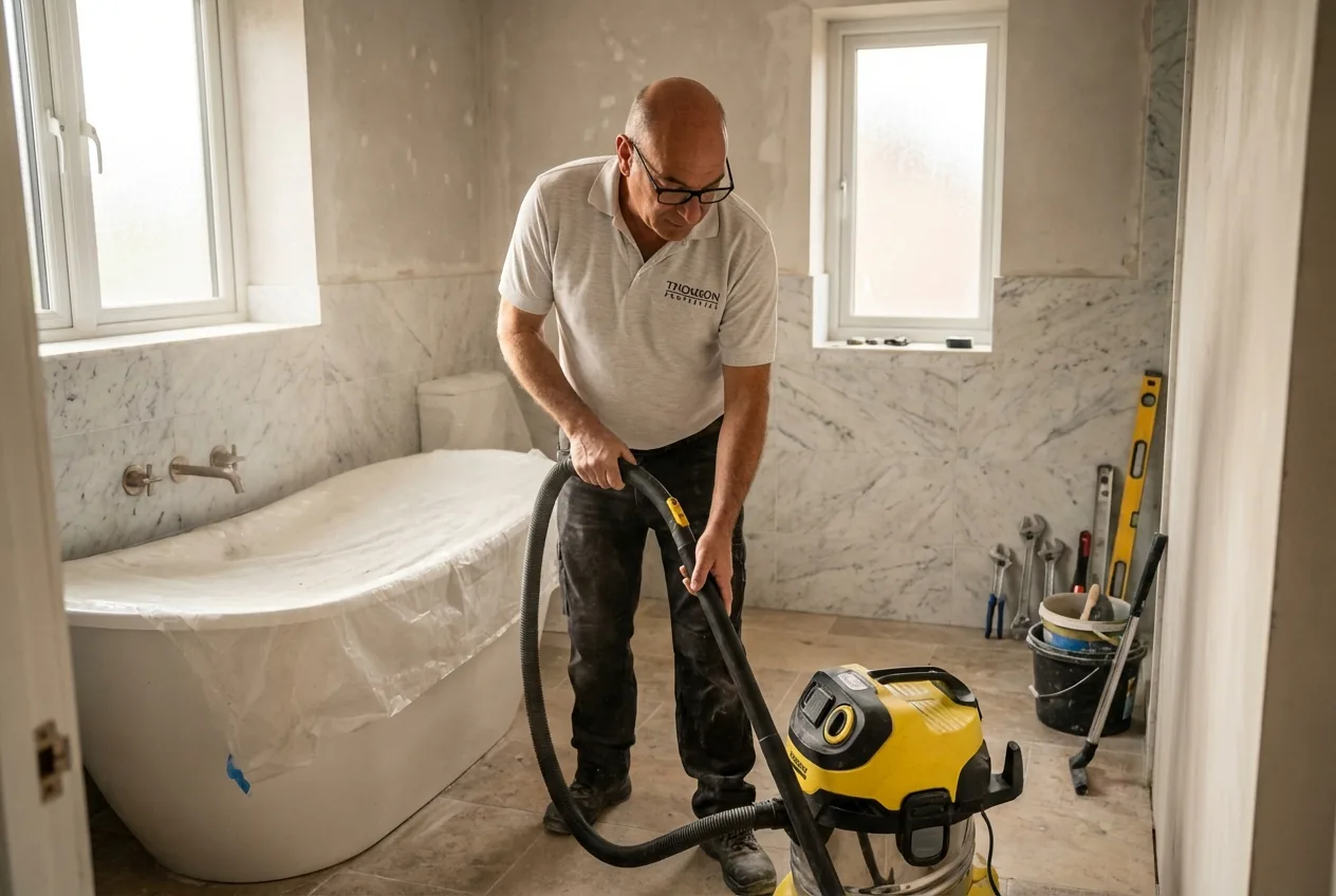 Our daily clean-up ritual includes vacuuming the workspace and thoroughfares to ensure you aren't living in a building site.