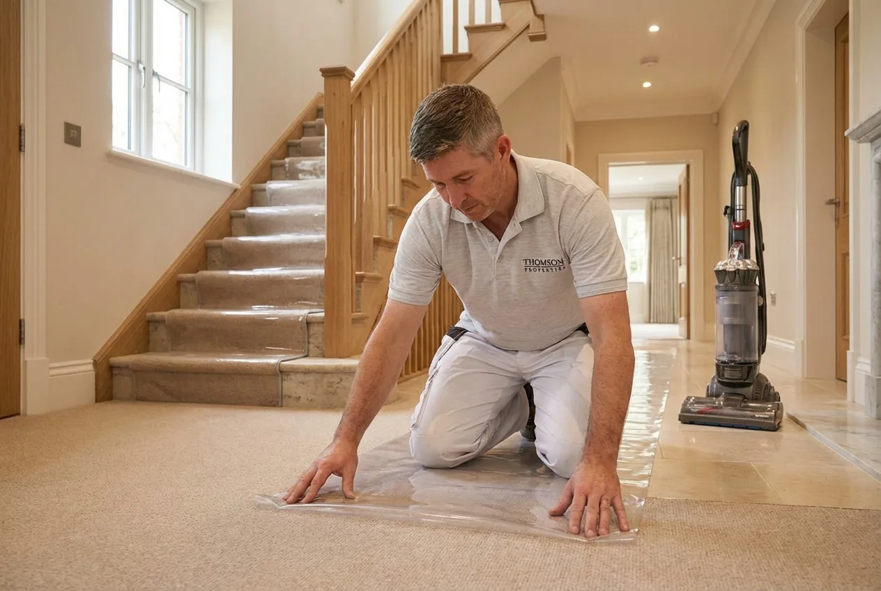 Treating your home as a sacred space means meticulous protection and daily cleaning are standard parts of the process, not optional extras.