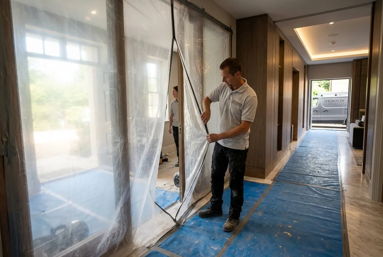 We install physical barriers and floor protection before work begins to isolate the renovation zone from the rest of your home.